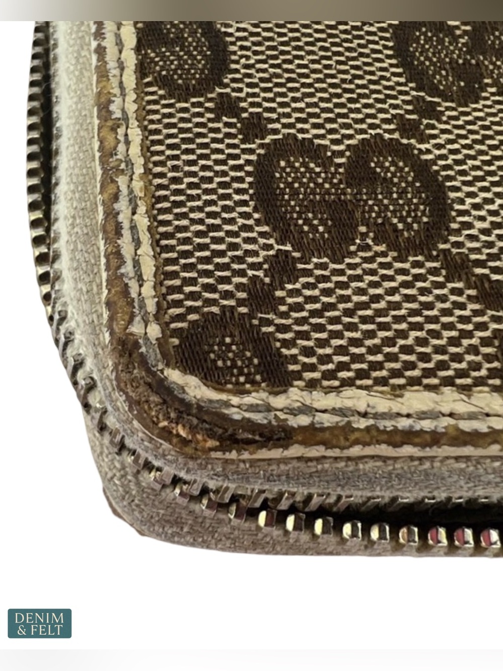 Gucci GG Monogram Zip Around Wallet Beige Ebony Canvas Logo Plate Organizer - Picture 10 of 16